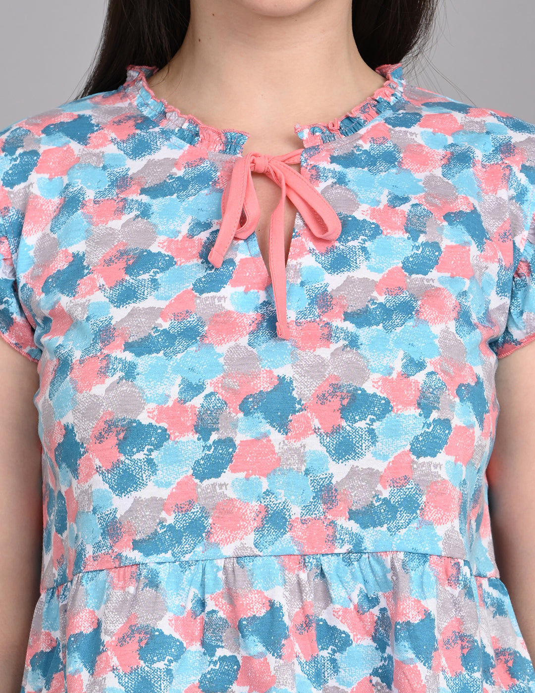 Women's Vintage-Inspired Floral Print Tie-Front Babydoll Top