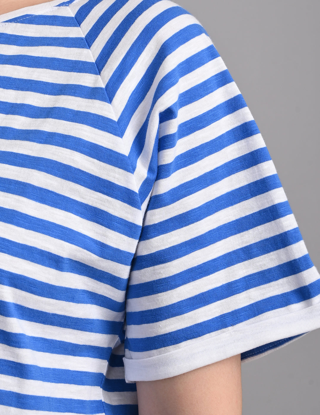 Casual Nautical Striped Short-Sleeve Relaxed Crop Top