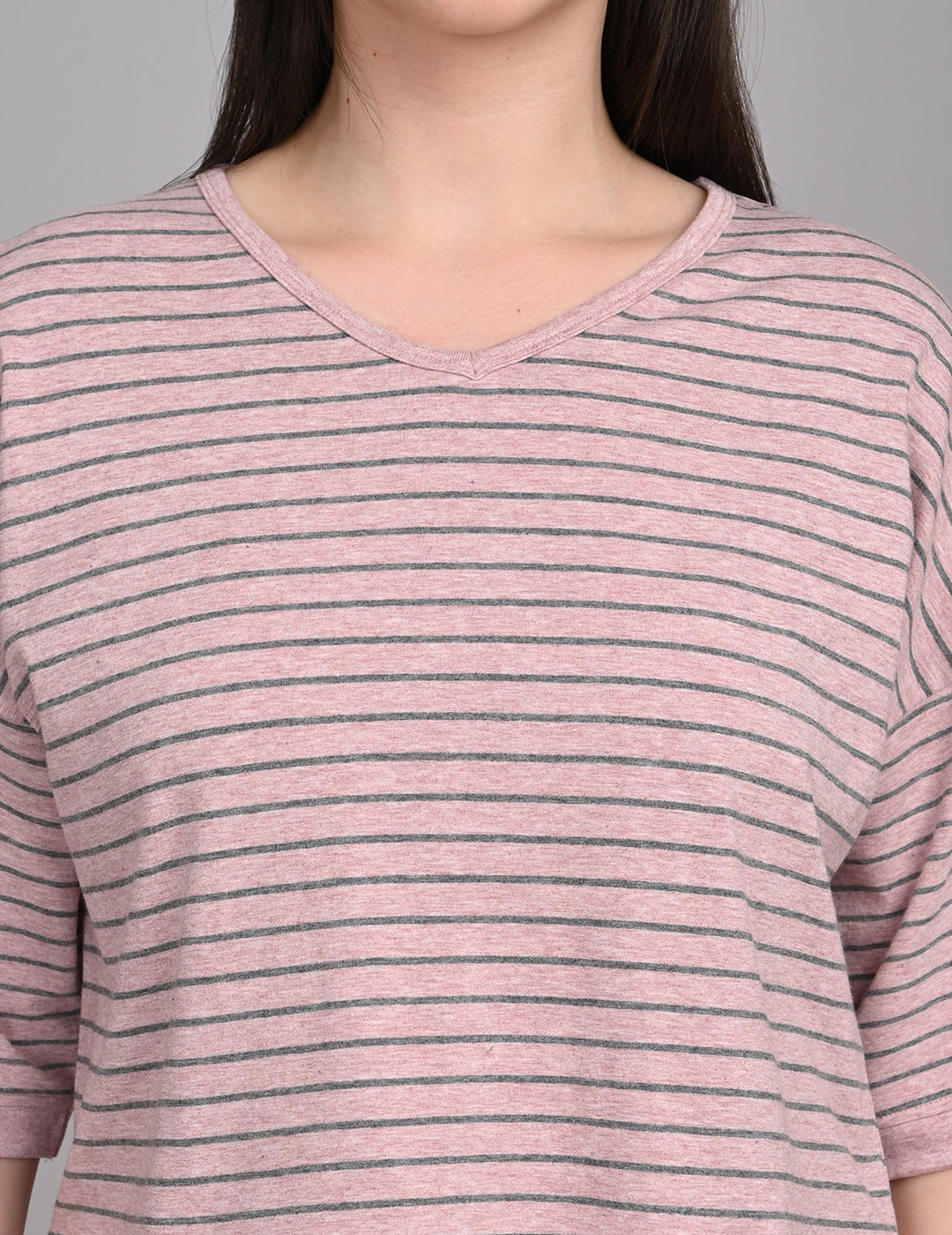 Relaxed Dusty Rose Striped Cotton Lounge Co-ord Set