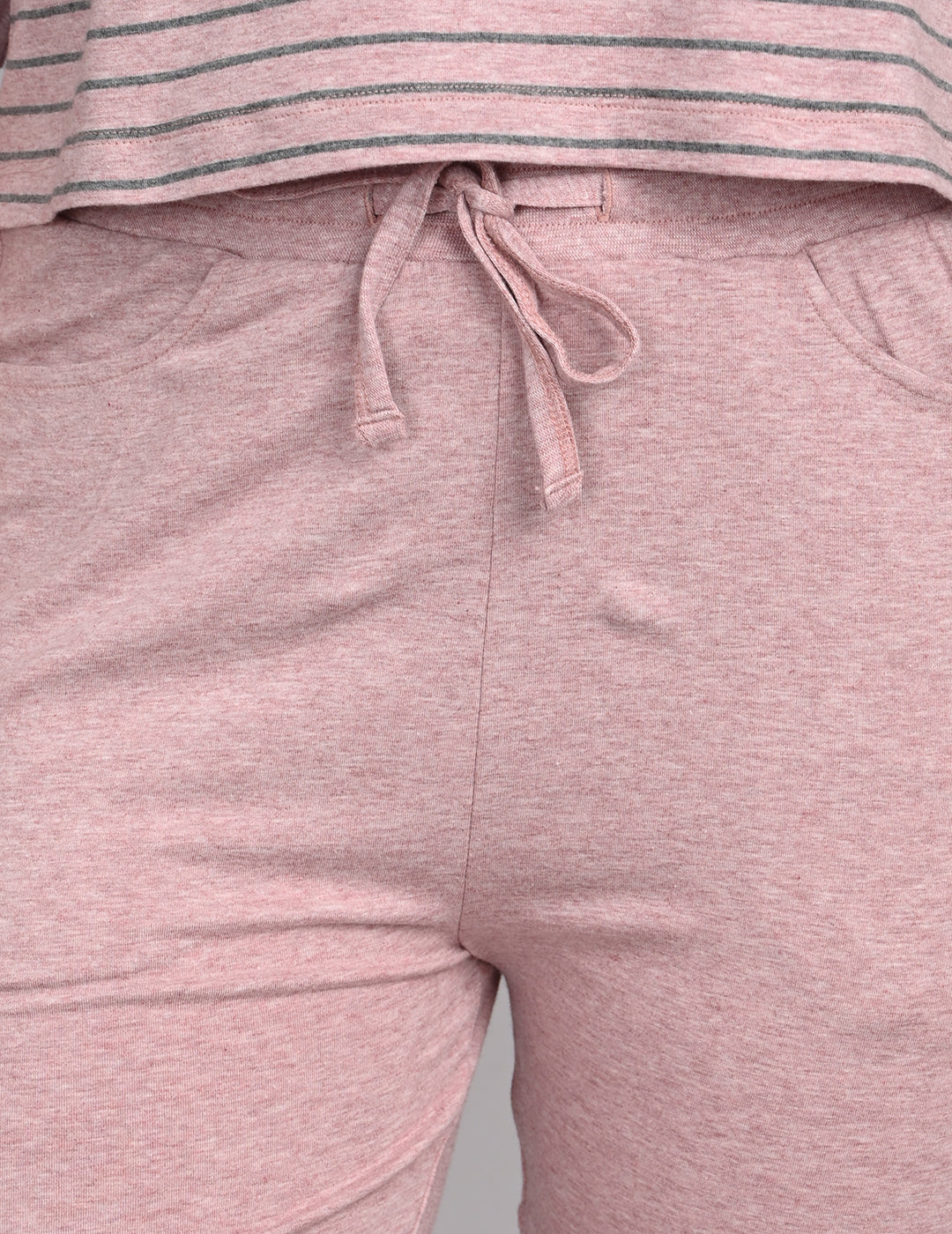 Relaxed Dusty Rose Striped Cotton Lounge Co-ord Set