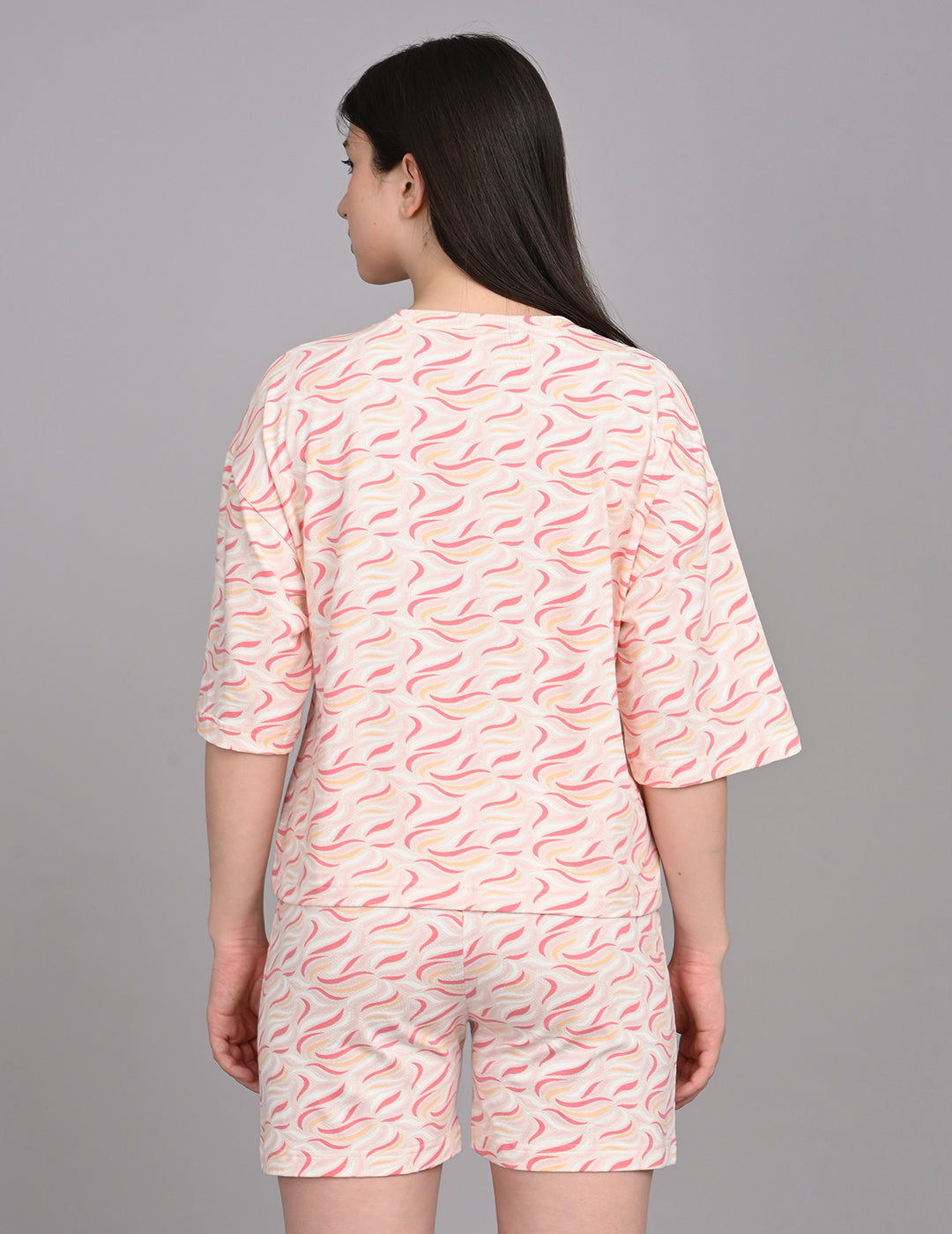 Women's Relaxed Round-Neck All-Over Printed Loungewear Set