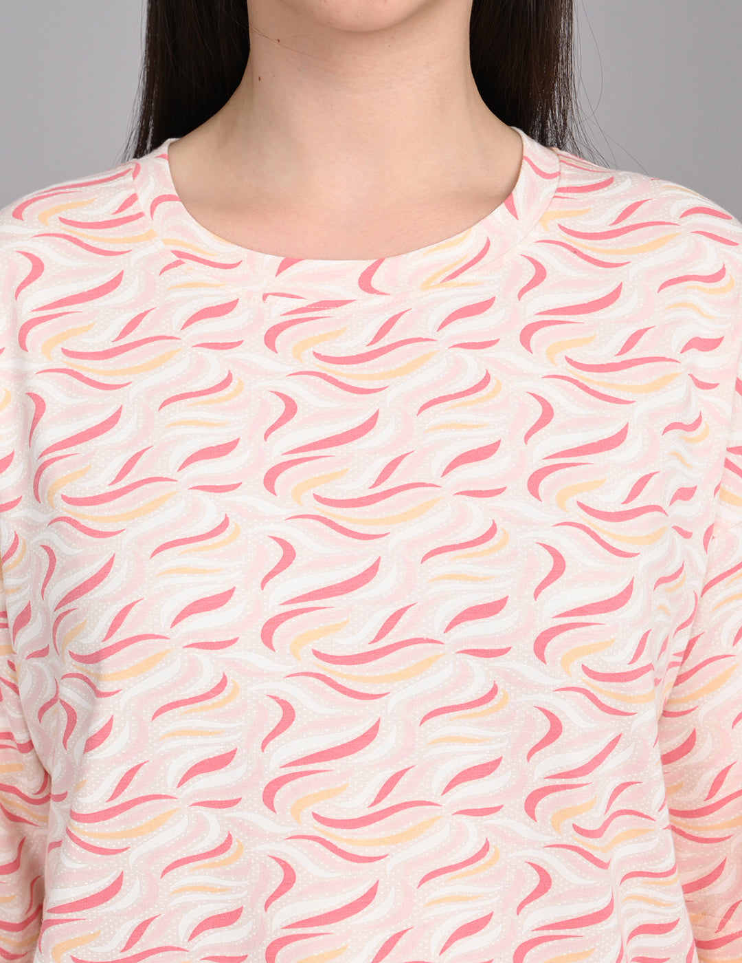 Women's Relaxed Round-Neck All-Over Printed Loungewear Set