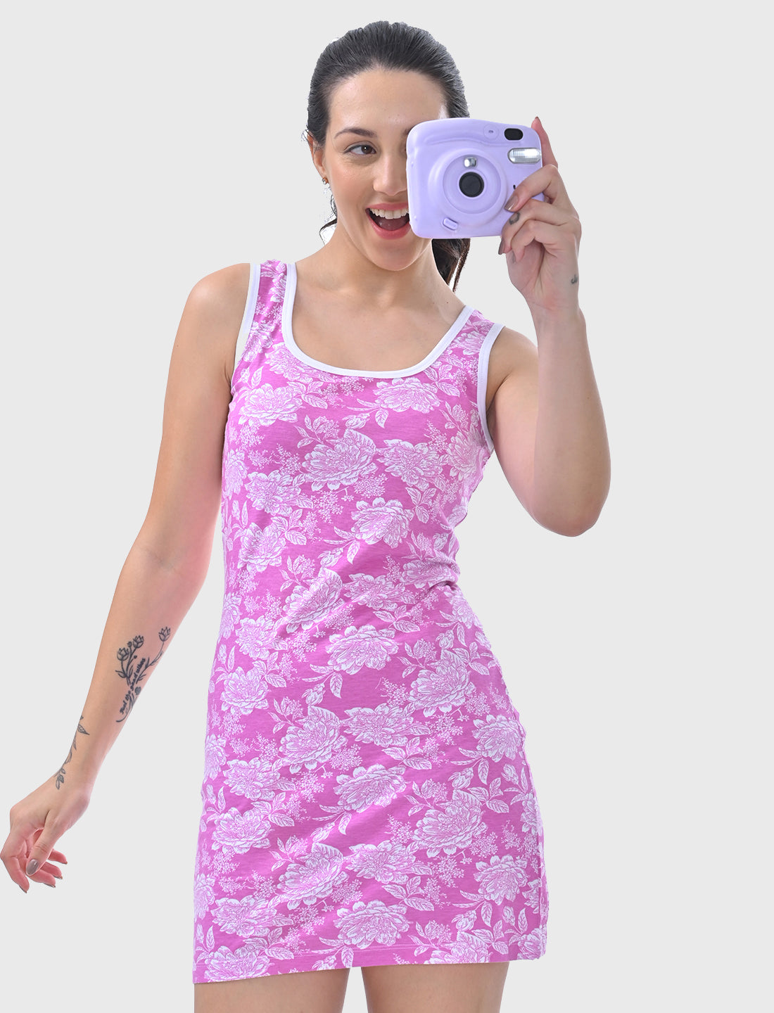 Women's Scoop-Neck Floral Slip Lounge Dress